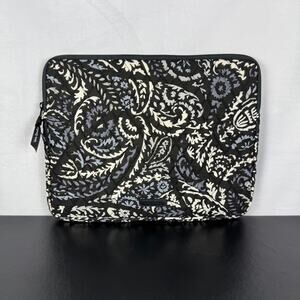 Vera Bradley Quilted Paisley Black Gray 14" Laptop Sleeve Case